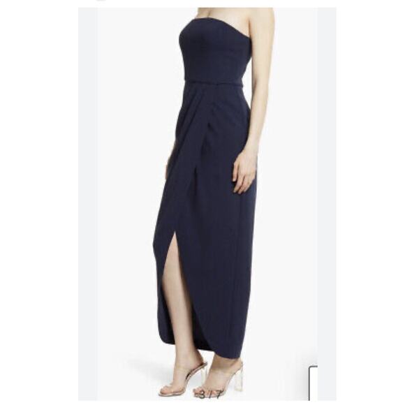 AAkaa Navy Blue Strapless Tulip Dress Size Medium - Picture 1 of 11